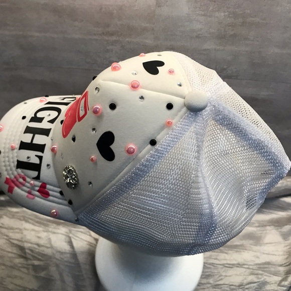 Women’s White and Pink 'Fight' Trucker Hat - Picture 4 of 6